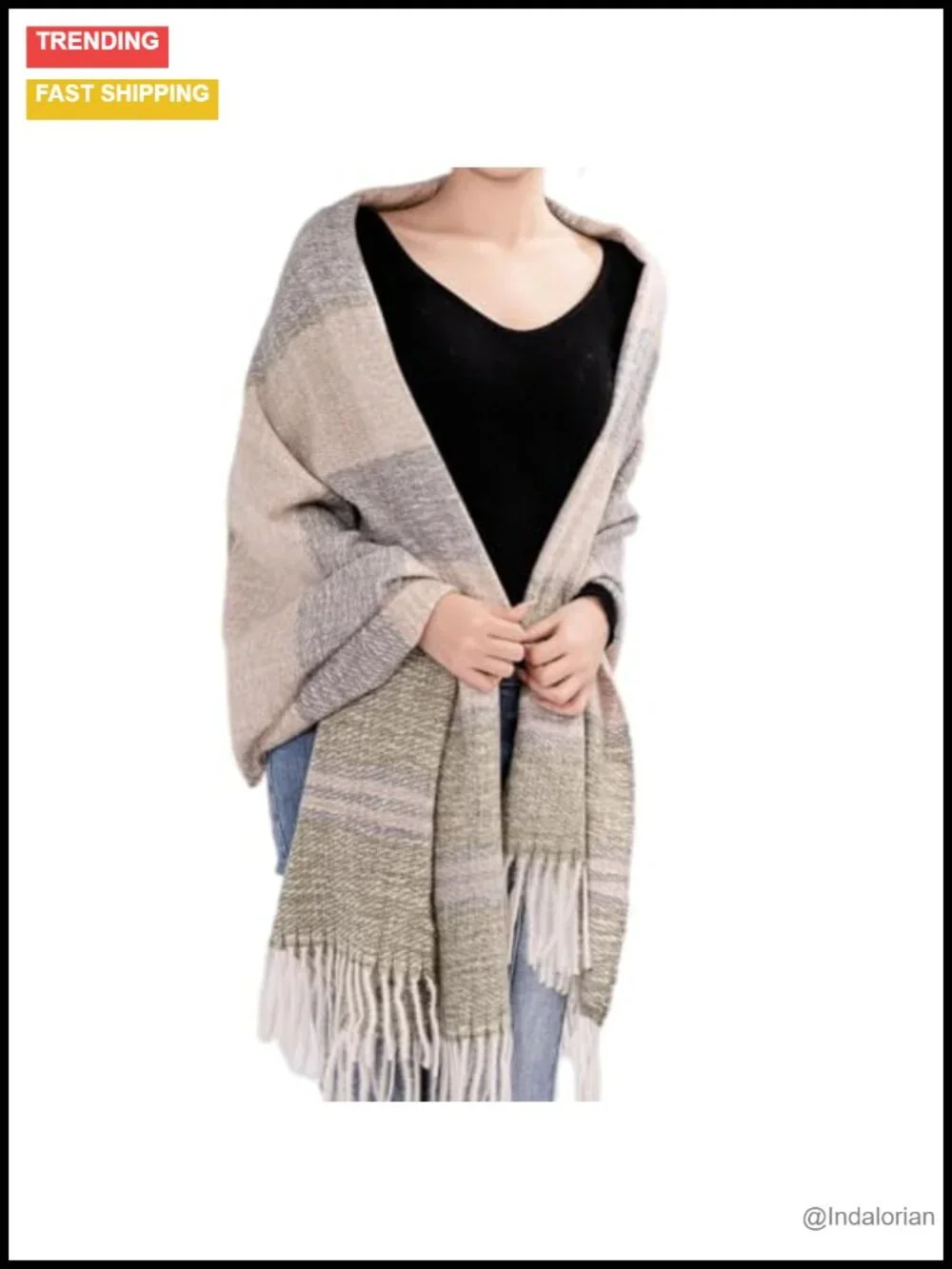 Large Soft Thick Shawls and Wraps Women's Warm Long Blanket Scarf Polyester